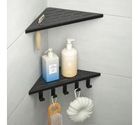 Bernkot Estantería esquinera de Ducha con Ganchos de Acero Inoxidable 304, para Paredes de Azulejos, empotrable, para renovación de baño,Negro