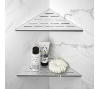 Bernkot Estantería esquinera de ducha de acero inoxidable 304, para paredes de azulejos, empotrable, para renovación de baño (cepillado, 254 mm, 2 unidades)