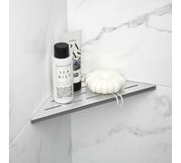 Bernkot Estantería esquinera de ducha de acero inoxidable 304, para paredes de azulejos, para renovación de baño (cepillado, 254 mm)