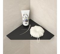 Bernkot Estantería esquinera de ducha negra 304 de acero inoxidable 254 mm, estantería de esquina empotrada, estantería de pared de azulejos, estantería pentagonal para almacenamiento de baño sin