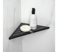 Bernkot Estantería esquinera para cabina de ducha, color negro mate, acero inoxidable 304, sin taladrar