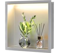 Bernkot Nicho de ducha cepillado con LED, 300 mm x 300 mm, resistente al agua, no necesita azulejos, nicho de pared para baño, almacenamiento