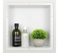Bernkot Nicho de ducha de acero inoxidable, 30 x 30 cm, no necesita azulejos, estantes dobles de nicho de pared, estante de ducha empotrado para baño, color blanco