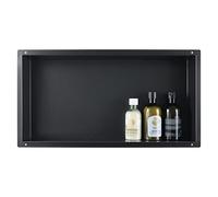 Bernkot Nicho de ducha de acero inoxidable, 30 x 60 cm, no necesita azulejos, estantes dobles de nicho de pared, estante de ducha empotrado para baño, negro mate