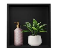 Bernkot Nicho de ducha de acero inoxidable 304, 30 cm × 30 cm × 10 cm, nicho de pared negro para almacenamiento de baño, no requiere azulejos, ducha empotrada, montaje excesivo