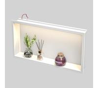 Bernkot Nicho de ducha de acero inoxidable, 600 mm x 300 mm, color blanco, con luz LED resistente al agua, no necesita azulejos, nicho de pared para almacenamiento de baño sobre instalación de montaña