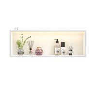 Bernkot Nicho de ducha de acero inoxidable 900mm X 300mm con luz guiada impermeable Sin necesidad de azulejos Nicho de pared para almacenamiento de baño con instalación sobre montaje Blanco