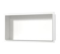 Bernkot Nicho de ducha de acero inoxidable blanco 60 cm × 30 cm × 10 cm No requiere azulejos ducha nicho para almacenamiento de baño nicho de ducha empotrada sin bordes, montaje al ras