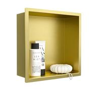 Bernkot Nicho de Ducha de Acero Inoxidable de 12 x 12 Pulgadas, Color Dorado, no Necesita Azulejos, Estante de Ducha Empotrado, nicho de Pared para Almacenamiento de baño