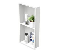Bernkot Nicho de Ducha de Acero Inoxidable de 24 x 12 Pulgadas, Color Blanco, no Necesita Azulejos, estantes Dobles empotrables para Almacenamiento de baño