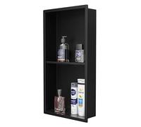 Bernkot Nicho de Ducha de Acero Inoxidable de 24 x 12 Pulgadas, Color Negro Mate, no Necesita Azulejos, Estante de Ducha Empotrado para Almacenamiento de baño