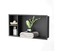 Bernkot Nicho de ducha empotrable de acero inoxidable, 60 x 30 x 10 cm, no requiere azulejos, estante de ducha, color negro, estilo 2