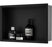 Bernkot Nicho de Ducha Empotrado de Acero Inoxidable 450 x 300 x 100 mm Negro Mate Azulejos No Cerámicos Estante de Ducha Empotrado Nicho de Pared Almacenamiento de Baño Tipo de Instalación