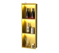 Bernkot - Nicho de ducha LED dorado de 36 x 12 pulgadas con estante de acero inoxidable 304 con luz estantes de 3 niveles, no necesita azulejos, ducha de nicho para almacenamiento de baño, instalación