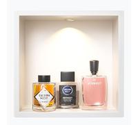 Bernkot Nicho de Pared de Acero Inoxidable con luz LED Downlight, Medidas 30 cm x 30 cm, Resistente al Agua, sin Necesidad de Azulejos, para Almacenamiento en el baño, nicho, Blanco