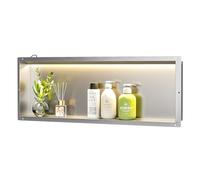 Bernkot Nicho de pared de ducha de acero inoxidable, nicho impermeable con luz LED, nicho de ducha integrado 90 x 30 x 10 cm, nicho de ducha individual, almacenamiento integrado en el cuarto de ducha