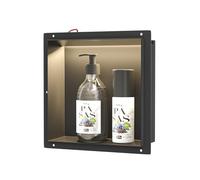 Bernkot Nicho de pared de ducha de acero inoxidable, nicho impermeable con luz LED, nicho de ducha integrado 30 x 30 x 10 cm, nicho de ducha individual, almacenamiento integrado en el cuarto de ducha