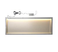 Bernkot Rincón de ducha con iluminación LED, color plateado, de acero inoxidable, 90 cm × 30 cm, estante de ducha integrado, listo para colocar azulejos de baño