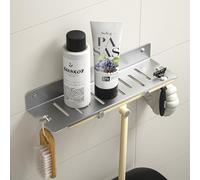 Bernkot Soporte para ducha y champú, para ducha, baño, estantería de pared, estantería de ducha, estantería de baño, 30,5 x 9 x 4 cm, color plateado