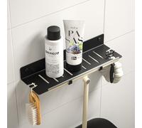 Bernkot Soporte para ducha y champú, para ducha, baño, estantería de pared, estantería de ducha, estantería de baño, 30,5 × 9 × 4 cm, negro