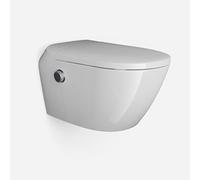 BERNSTEIN Inodoro-ducha T640 Pro microburbujas y esterilización UV-C blanco con calefacción de asiento, inodoro de pared sin borde con función de bidé con control remoto, mecanismo de cierre suave