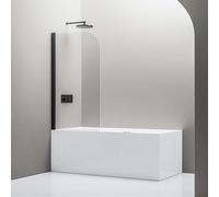 BERNSTEIN Mampara de ducha NT201 para bañera, plegable para bañera, 100 x 140 cm, mampara de ducha de vidrio ESG, color negro mate