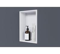 Bernstein Nicho de Pared de Acero Inoxidable NT203010X - Estante empotrable de 20 x 30 x 10 cm (Ancho x Alto x Fondo), Estante de Ducha Ideal Flexible para empotrar -Blanco