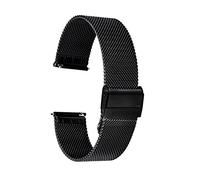 BERNY Correa de Malla de Acero Inoxidable para Reloj para Hombre y Mujer con Cierre Rápido y Ajustable Brazalete Delgado de Metal con Hebilla de Seguridad Adecuado para 18 mm 20 mm 22 mm Plata/Negro