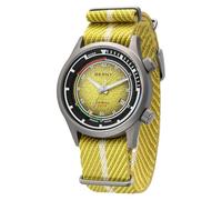 BERNY Reloj de buceo automático para hombre de titanio impermeable a 200 m Super luminoso Reloj analógico mecánico con cristal de zafiro AR Correa de nylon deslizante monobloque, amarillo, Deporte