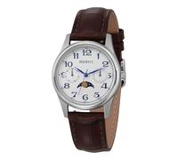 BERNY Reloj de cuarzo para mujer, relojes de fase lunar, reloj de pulsera para mujer, fácil lectura, números arábigos, esfera analógica, sub-dail, con calendario de fecha, día, correa de piel