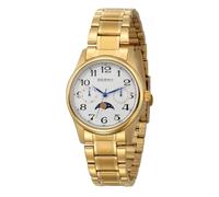 BERNY Reloj de plata para mujer, relojes de fase lunar, reloj de pulsera de cuarzo para mujer, esfera de números arábigos, multifunción, analógico, caja de acero inoxidable, subesfera con calendario