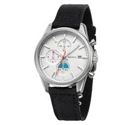 BERNY Reloj de pulsera para hombre, cronógrafo con resistencia al agua de 50 m, reloj de cuarzo analógico, multifunción con cronómetro, cristal de zafiro AR, White-1, Correa