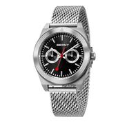 BERNY Reloj Hombres Vintage Relojes de Ferrocarril Analógico de Cuarzo con Correa de Malla Fecha-Día y Subesferas