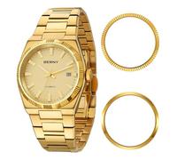 BERNY Relojes de Oro para Hombres Reloj de Pulsera Mecánico Automático 5ATM Relojes de Vestir Clásico Masculino Reloj de Negocios con Calendario Super Luminoso Viene con 2 Biseles Reemplazables