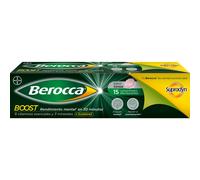 Berocca Boost Complejo de Vitaminas y Minerales con Cafeína y Guaraná Natural, para una Ayuda Rápida en el Rendimiento Mental y Físico, 15 Comprimidos Efervescentes