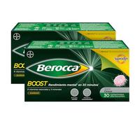 Berocca Boost con Cafeína y Guaraná, 2x30 Comprimidos Efervescentes | Vitaminas y minerales para el rendimiento mental, con cafeína y guaraná. Actua en 30 minutos