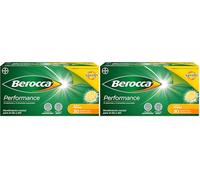Berocca Performance Complejo de Vitaminas y Minerales Sin Cafeína, Contribuye al Rendimiento Mental y Físico, Sabor Naranja, 30 Comprimidos Efervescentes (Paquete de 2)
