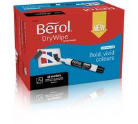 Berol Dry Wipe Rotulador punta cuadrada para pizarra blanca, color negro Pack of