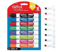 Berol Dry Wipe Rotulador punta cuadrada para pizarra blanca, color varios colores 8 unidades
