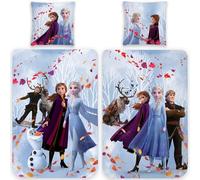 BERONAGE Franela de Cama Infantil Frozen Frozen Fairytale Azul 135 x 200 + 80 x 80 cm, 100% algodón Franela Disney Anna Elsa Olaf Sven Kristoff Arendelle Frozen Deutsche tamaño Cremallera