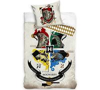 BERONAGE Harry Potter - Juego de cama reversible Houses 135 x 200 + 80 x 80 cm, 100% algodón renforcé, calidad HP Slytherin Gryffindor Hufflepuff Ravenclaw Hogwarts con cremallera, tamaño alemán 147
