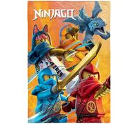 BERONAGE LEGO Ninjago Manta de 150 x 200 cm con ascenso de los dragones - Manta XXL Lloyd Kai Sora & Dragón Ryu - Suave regalo para niños - Se adapta a la ropa de cama (Rise of Shadows)