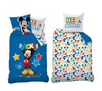 BERONAGE Mickey Mouse Story - Juego de cama (135 x 200 cm + 80 x 80 cm, 100% algodón, linón renforcé), diseño de Disney Wunderhaus Clubhaus Donald Duck Minnie Mouse