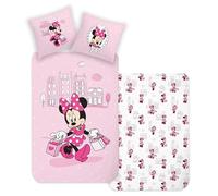 BERONAGE Ropa de Cama Minnie Mouse Shopping 135 x 200 cm + 80 x 80 cm 100% algodón en Calidad Renforcé Linon con Cremallera YKK Minnie Mouse Disney Mickey Daisy Donald Goofy Sweet Love Talla Alemana