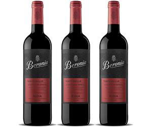 Beronia Tempranillo - Vino D.O.Ca. Rioja - 3 botellas de 750 ml - Total: 2250 ml