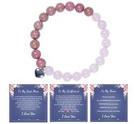 BEROZA 2025 new Heart shaped bracelet Natural Stone Bracelet as Christmas Gifts for Women, Inspirational Encouragement Gifts for Women,Bracelets as Birthday Gifts for Women with Message Card (B)