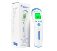 Berrcom Termómetro de frente: termómetro digital infrarrojo 3 en 1 para adultos sin contacto con alarma de fiebre, retroiluminación LCD, almacena 32 lecturas, interruptor °C/°F, apagado automático