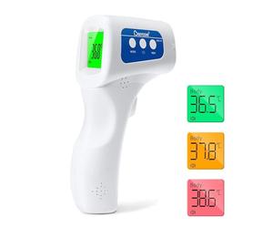 Berrcom Termómetro Digital Termómetro Frente Infrarrojo sin Contacto Termómetro Bebés Médico pantalla Retroiluminada de Tres Colores, Temperatura de Lectura Instantánea