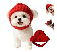Berretto per cani lavorato a Maglia Rosso con paraorecchie - Cappello invernale Caldo, Cappello morbido e accogliente per animali domestici (Red,Small)