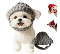 Berretto per cani lavorato a Maglia Rosso con paraorecchie - Cappello invernale Caldo, Cappello morbido e accogliente per animali domestici (Gray,Medium)